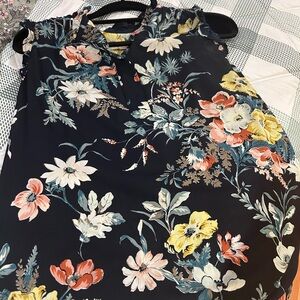 3 LOFT Floral Print Top - Navy, Pink, Yellow and gray with light green. Spring